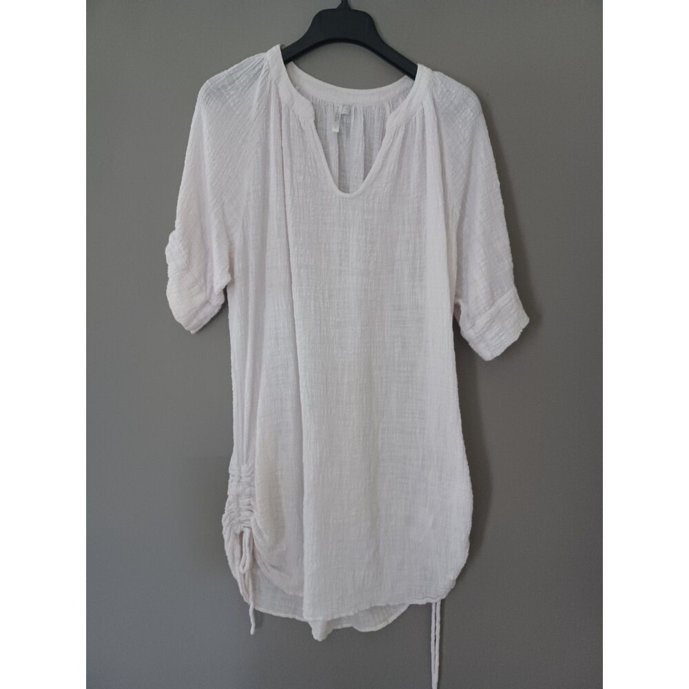 Seafolly Coverup Size L White Swim Cover-up Cotton Resort Textured Beach Yacht